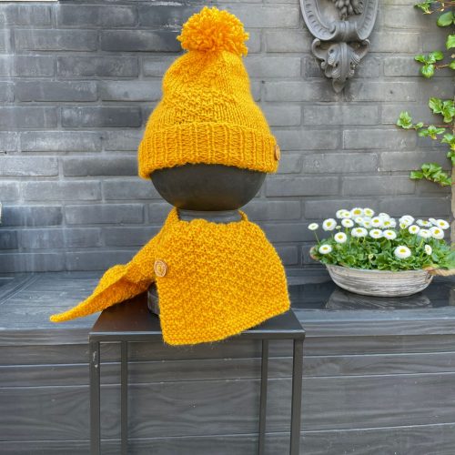 Kinder muts & sjaal oker geel